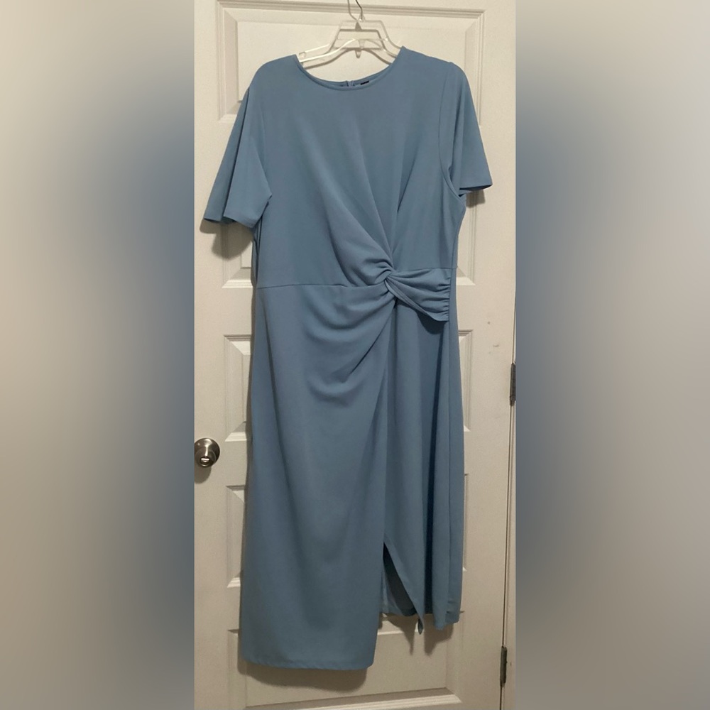 Blue Short Sleeved Maxi Dress